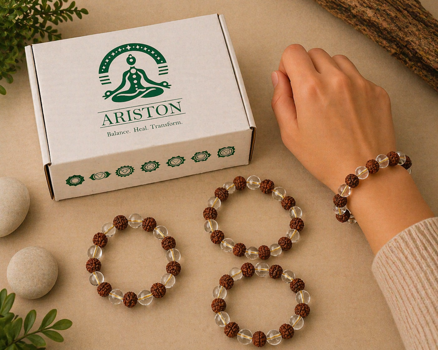 Clear Quartz Rudraksha Bracelet