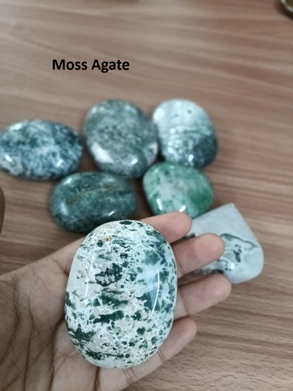 MOSS AGATE PALM STONE
